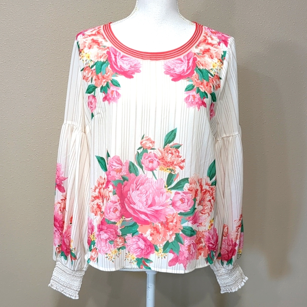 NWOT Vici Floral Sheer Blouse Size med
